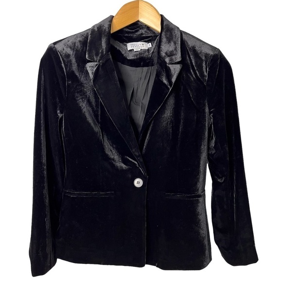 Molly Bracken Velvet One Button Blazer Black Size Small - Picture 2 of 6